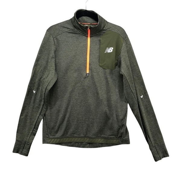 New Balance Other - New Balance Running Pullover Mens Medium Olive Green 1/4 Zip Outdoor Thumbhole
